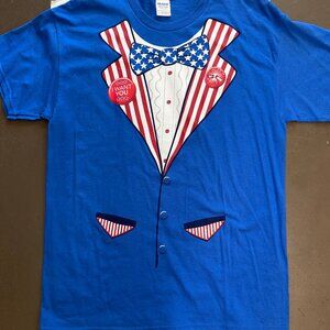 Uncle Sam I Want You 4th of July Men’s T-Shirt Large Blue Gildan Patriotic Tee